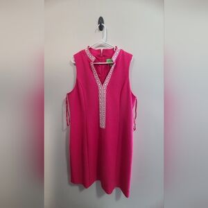 Pappagallo Pink White Eyelet Sleeveless Dress NWOT sz 16